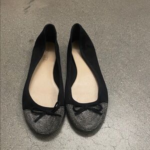 SCHUTZ Black and Silver Bow Flats